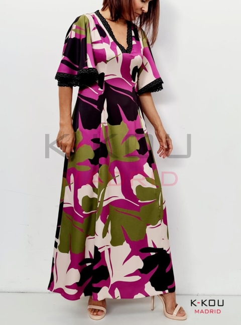 VESTIDO  RASO ESTAMPADO FLORENCIA