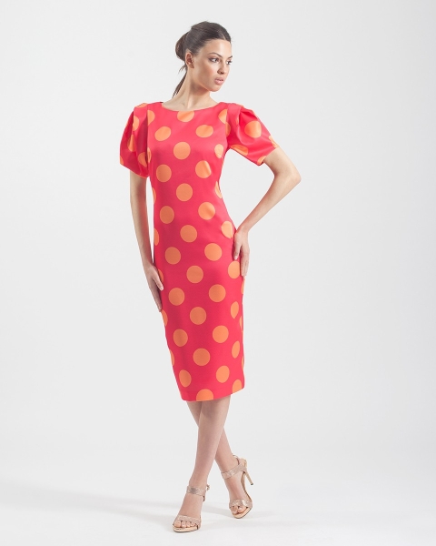 VESTIDO RECTO MANGA CORTA LUNARES MONCHO HEREDIA 10022