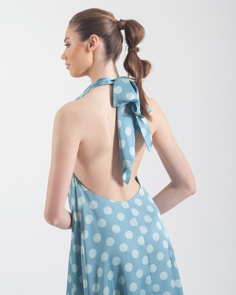 VESTIDO LUNARES HALTER ESCOTE ESPALDA MONCHO HEREDIA 50282 2