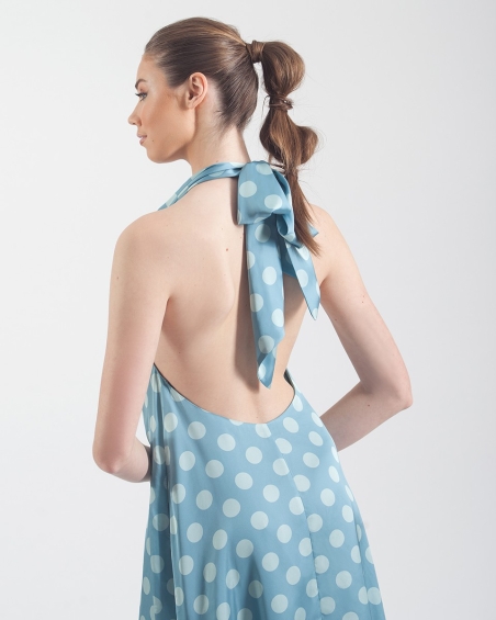 VESTIDO LUNARES HALTER ESCOTE ESPALDA MONCHO HEREDIA 50282