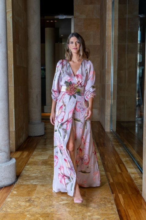 VESTIDO LARGO ESTAMPADO RASO MANGA LARGA 20012