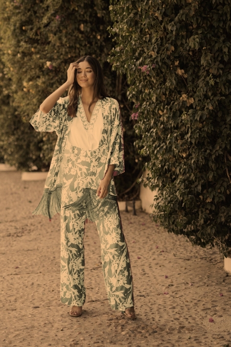 TRAJE PANTALON Y KAFTAN ESTAMPADO FLECOS 323018
