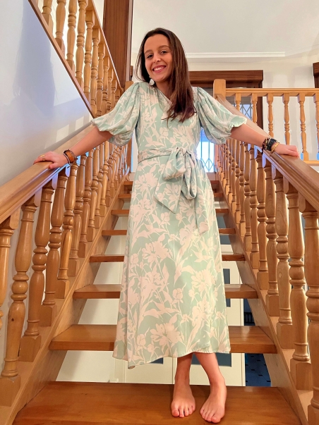 VESTIDO ESTAMPADO MANGA CORTA ABULLONADA 623053