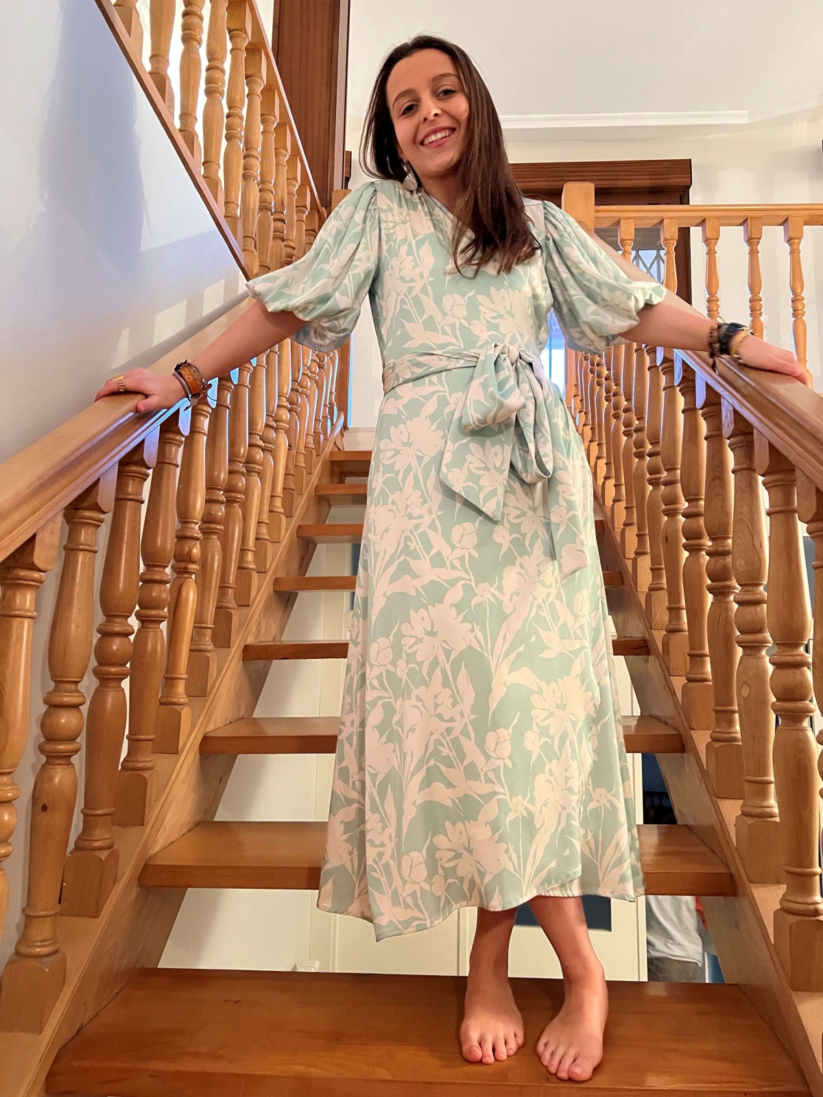 VESTIDO ESTAMPADO MANGA CORTA ABULLONADA 623053