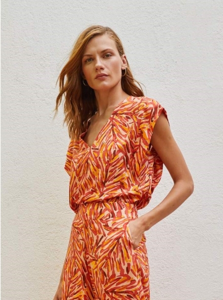 BLUSA MANGA CAÍDA ESTAMPADA PAZ TORRAS 22544