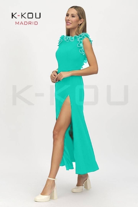 VESTIDO LARGO RECTO VOLANTES 30316TERUEL