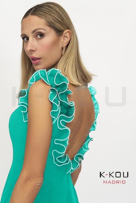 VESTIDO LARGO RECTO VOLANTES 30316TERUEL