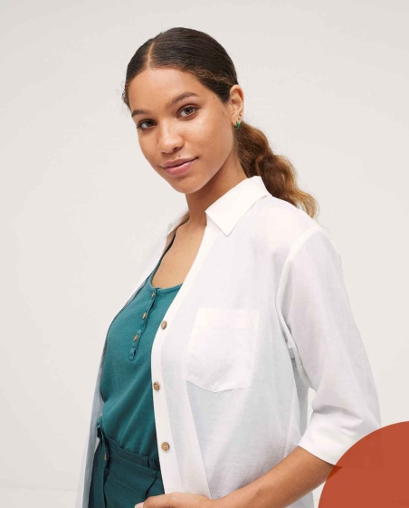 SOBRECAMISA M/L LINO BOLSOS