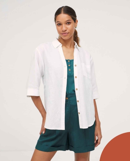 SOBRECAMISA M/L LINO BOLSOS