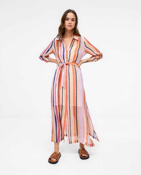 VESTIDO CAMISERO MANGA FRANCESA RAYAS SURKANA 523FEDA726