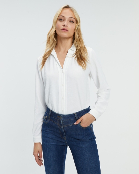 BLUSA CAMISERA  LISA MANGA LARGA  PAZ TORRAS 25145