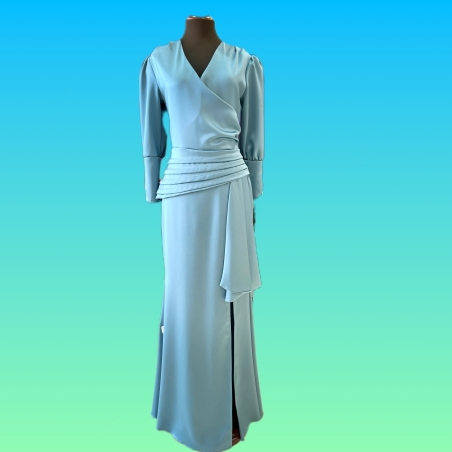 VESTIDO  LARGO LISO RASO MANGA LARGA 122R