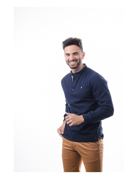 POLO HOMBRE MANGA LARGA CUELLO MAO LISO YELLOW SKIN 329