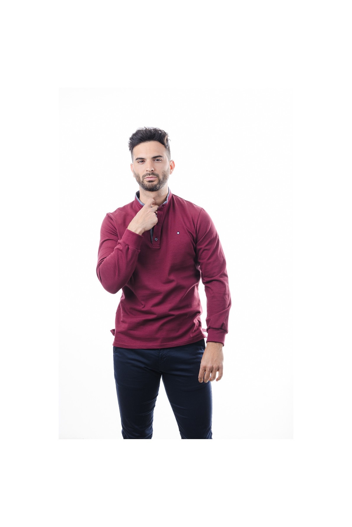 POLO HOMBRE MANGA LARGA CUELLO MAO LISO YELLOW...