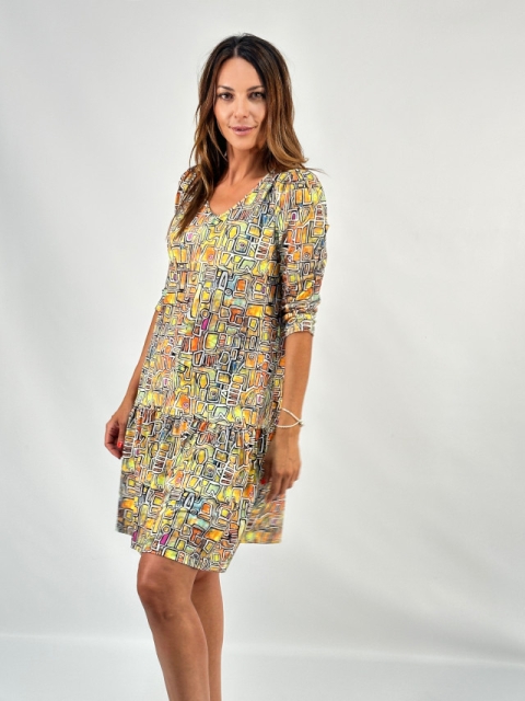 VESTIDO CORTO MANGA LARGA VOLANTE ESTAMPADO YT324/187 2