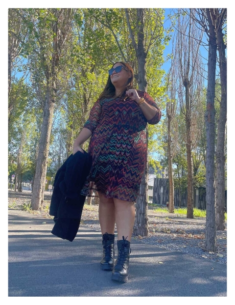 VESTIDO MANGA LARGA  TUL ESTAMPADO EVASÉ 3707 2