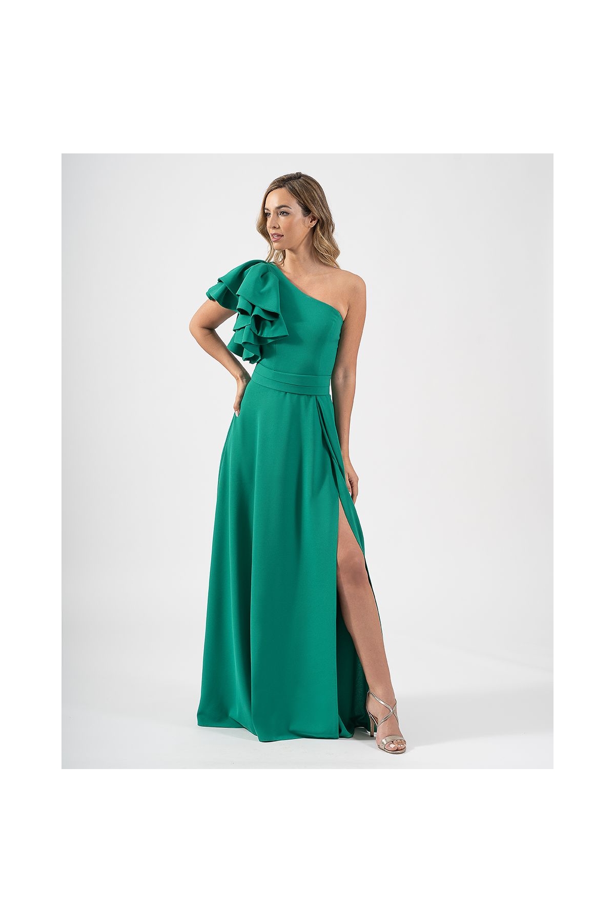 VESTIDO LARGO HOMBRO 50164 MONCHO HEREDIA