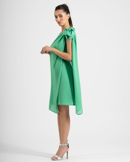 VESTIDO LISO SUELTO CAPA MONCHO HEREDIA 10307