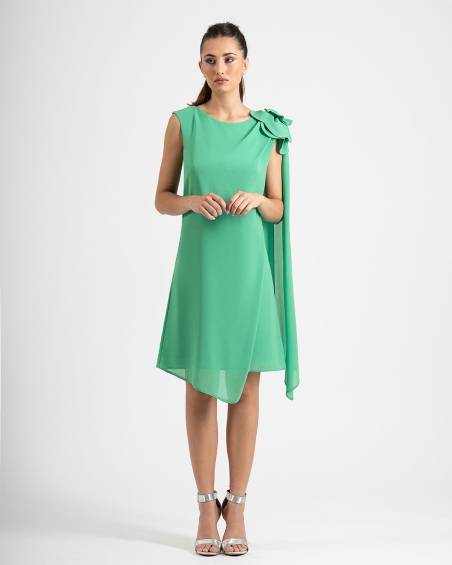 VESTIDO LISO SUELTO CAPA MONCHO HEREDIA 10307