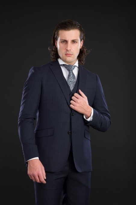 TRAJE HOMBRE CUADROS CON CHALECO ZAR2306