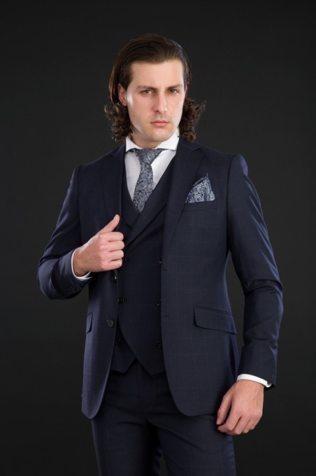 TRAJE HOMBRE CUADROS CON CHALECO ZAR2306