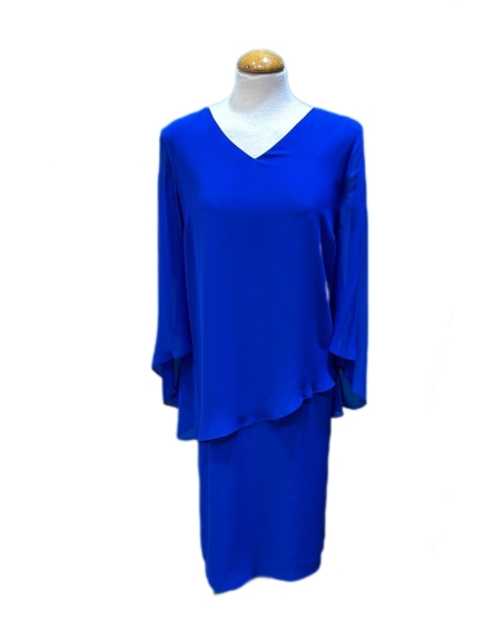 VESTIDO CON MANGA GASA LISO CAPA 8116