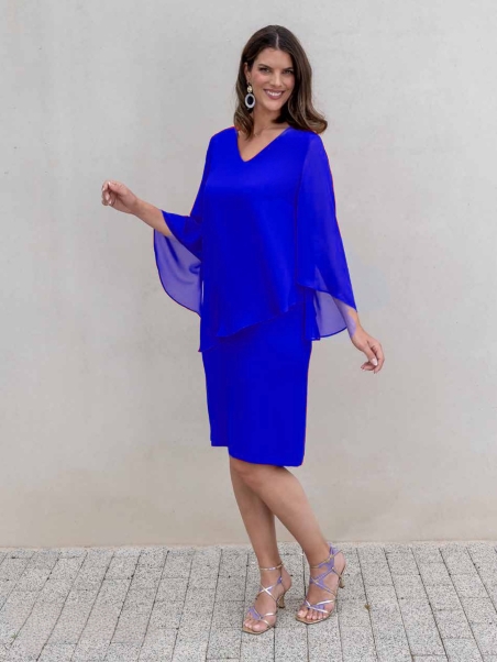 VESTIDO CON MANGA GASA LISO CAPA 8116