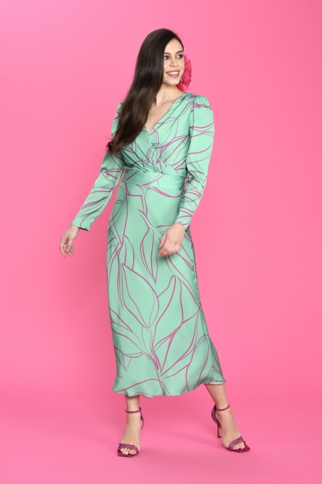 VESTIDO RASO ESTAMPADO MIDI PAZ