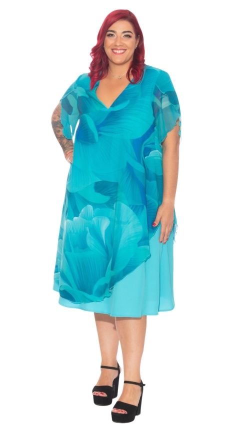 VESTIDO MANGA CORTA ESTAMPADO GASA DOBLE 34012