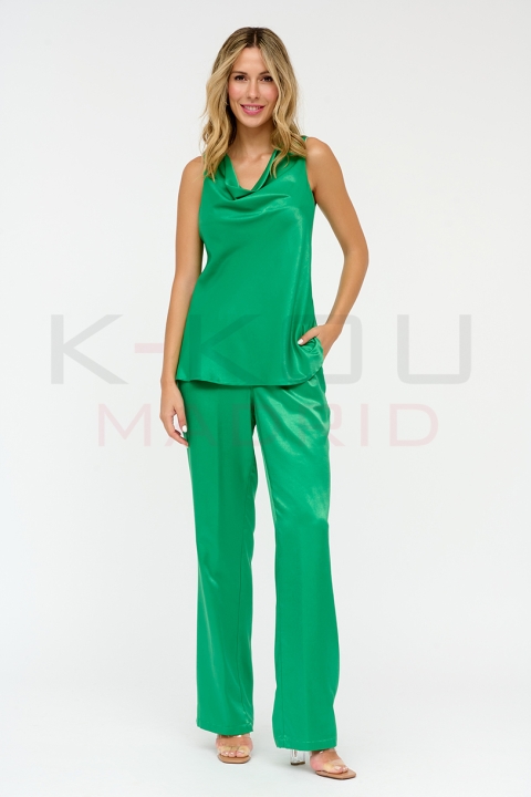PANTALON MUJER RASO LISO ESPINAP4050720 K-KOU MADRID