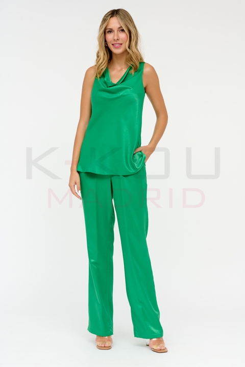 PANTALON MUJER RASO LISO ESPINAP4050720 K-KOU MADRID 2