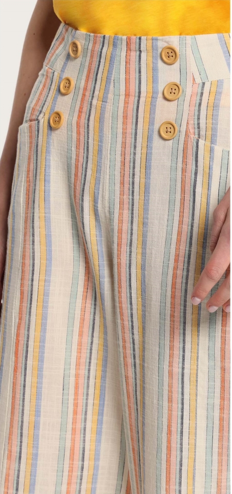 PANTALON ANCHO LINO RAYAS LOIS 138062