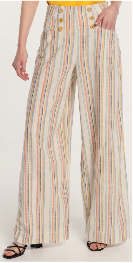 PANTALON ANCHO LINO RAYAS LOIS 138062