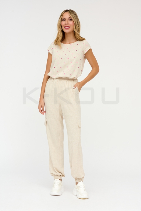 PANTALÓN LINO CARGO MUJER KKOU P4050923