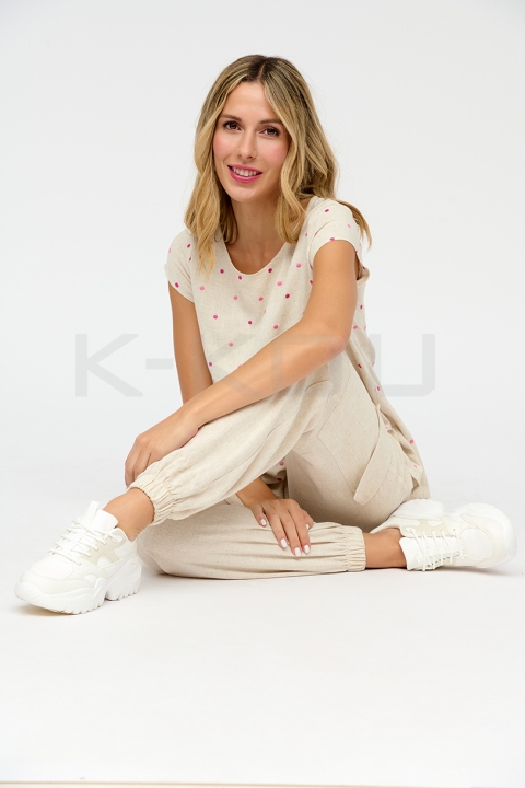 PANTALÓN LINO CARGO MUJER KKOU P4050923 2