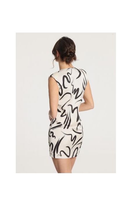 VESTIDO RASO MANGA CAÍDA LETRAS V&L 138760