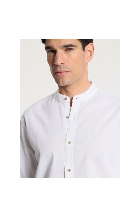 CAMISA HOMBRE CUELLO MAO LINO MANGA LARGA V&L 134454 2