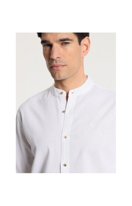 CAMISA HOMBRE CUELLO MAO LINO MANGA LARGA V&L 134454