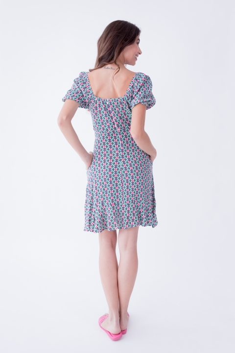 VESTIDO ESTAMPADO CORTO ATADO ESCOTE LYLU 83102 2