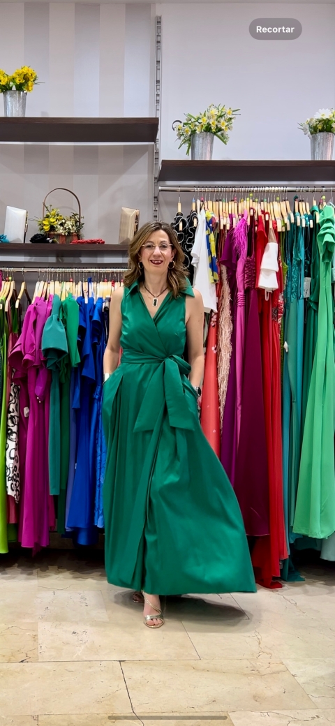 VESTIDO TAFETAN CAMISERO MANGA DESMONTABLE 2347T 2