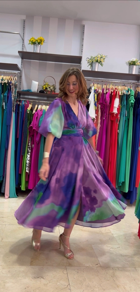 VESTIDO MIDI ACUARELA GASA 2410