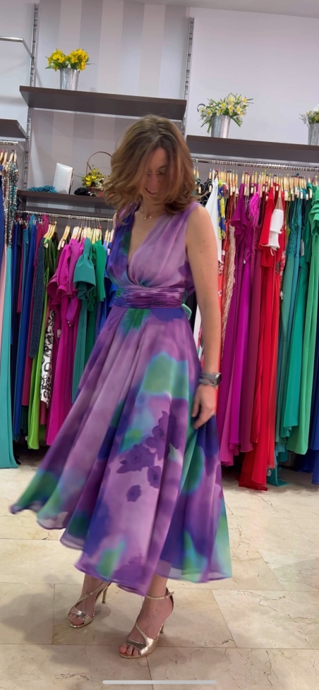 VESTIDO MIDI ACUARELA GASA 2410