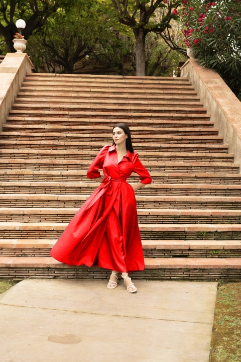 VESTIDO CAMISERO TAFETÁN LISO VUELO 2474T 2