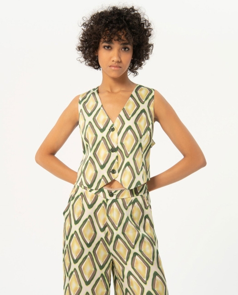 CHALECO MUJER ESTAMPADO RASO SURKANA 524TISA322 2