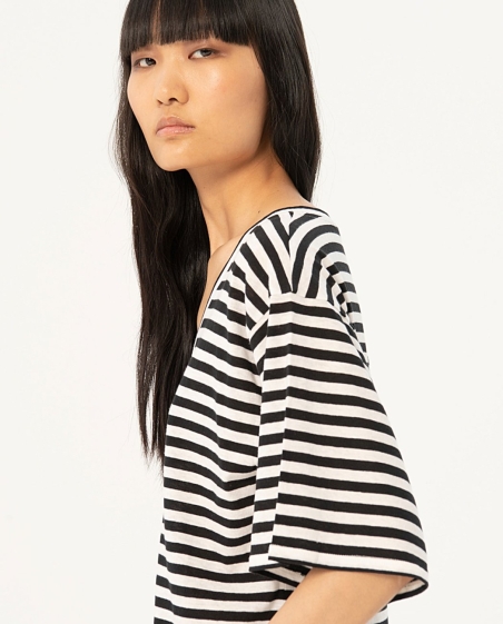 CAMISETA PICO RAYAS MANGA CORTA 524FUSA012 SURKANA