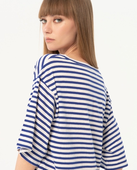 CAMISETA PICO RAYAS MANGA CORTA 524FUSA012 SURKANA