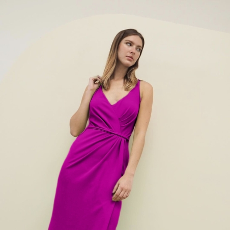 VESTIDO LARGO CON ABERTURA LISO CRUZADO EN LA ESPALDA 2471