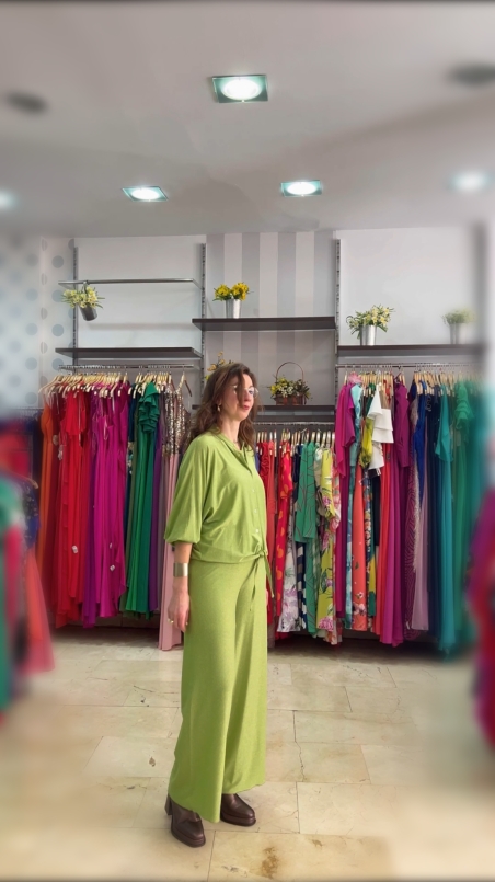 PANTALÓN CINTURA ELÁSTICA LISO LUREX DF900