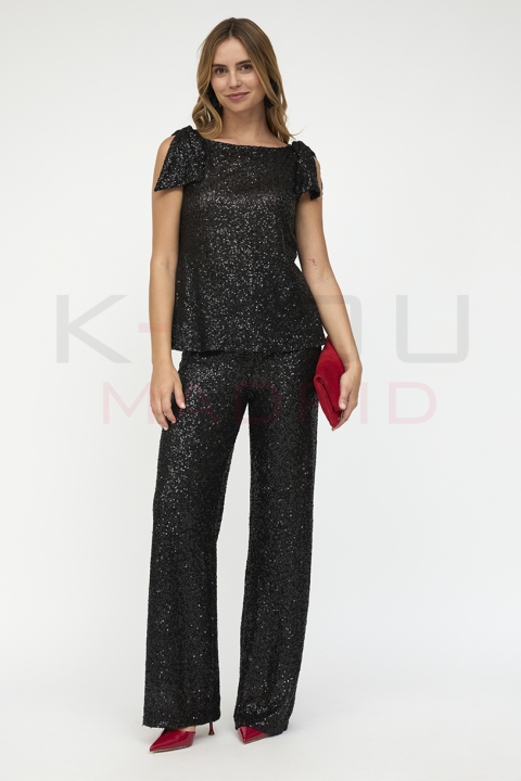 PANTALON LENTEJUELAS CINTURA ESLÁSTICA K-KOU 40603BRONCIT