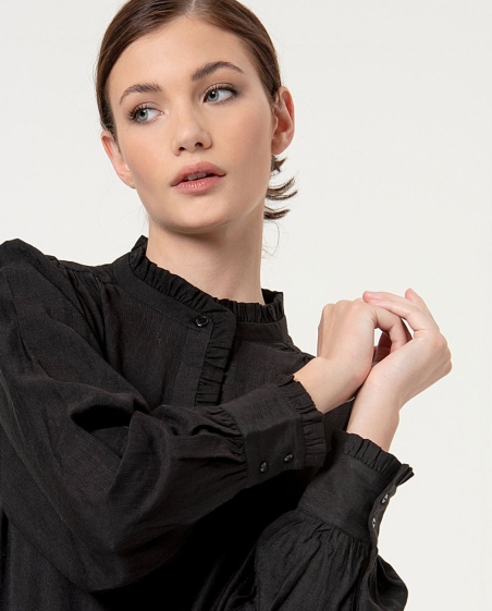 BLUSA M/L MAO VOLANTE